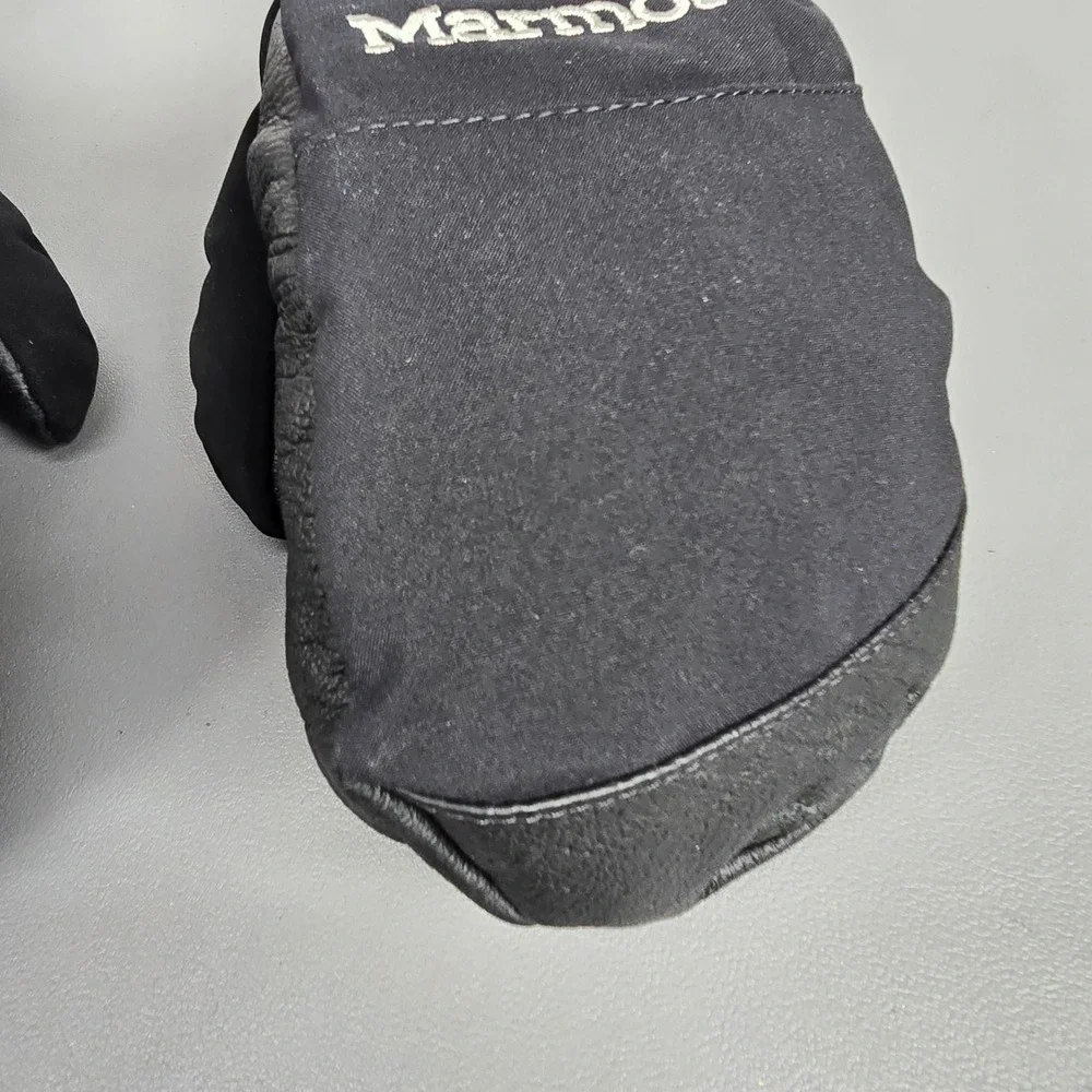 Marmot Primaloft Insulated Mittens Black Leather Palm Winter Snow Gloves Women S